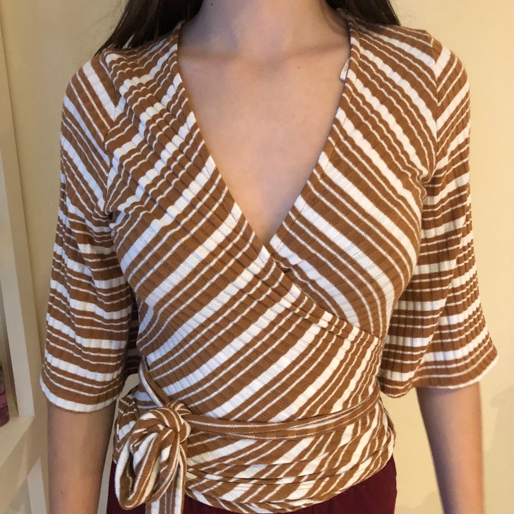BRAND NEW WITH TAGS Nordstrom Striped Wrap Top